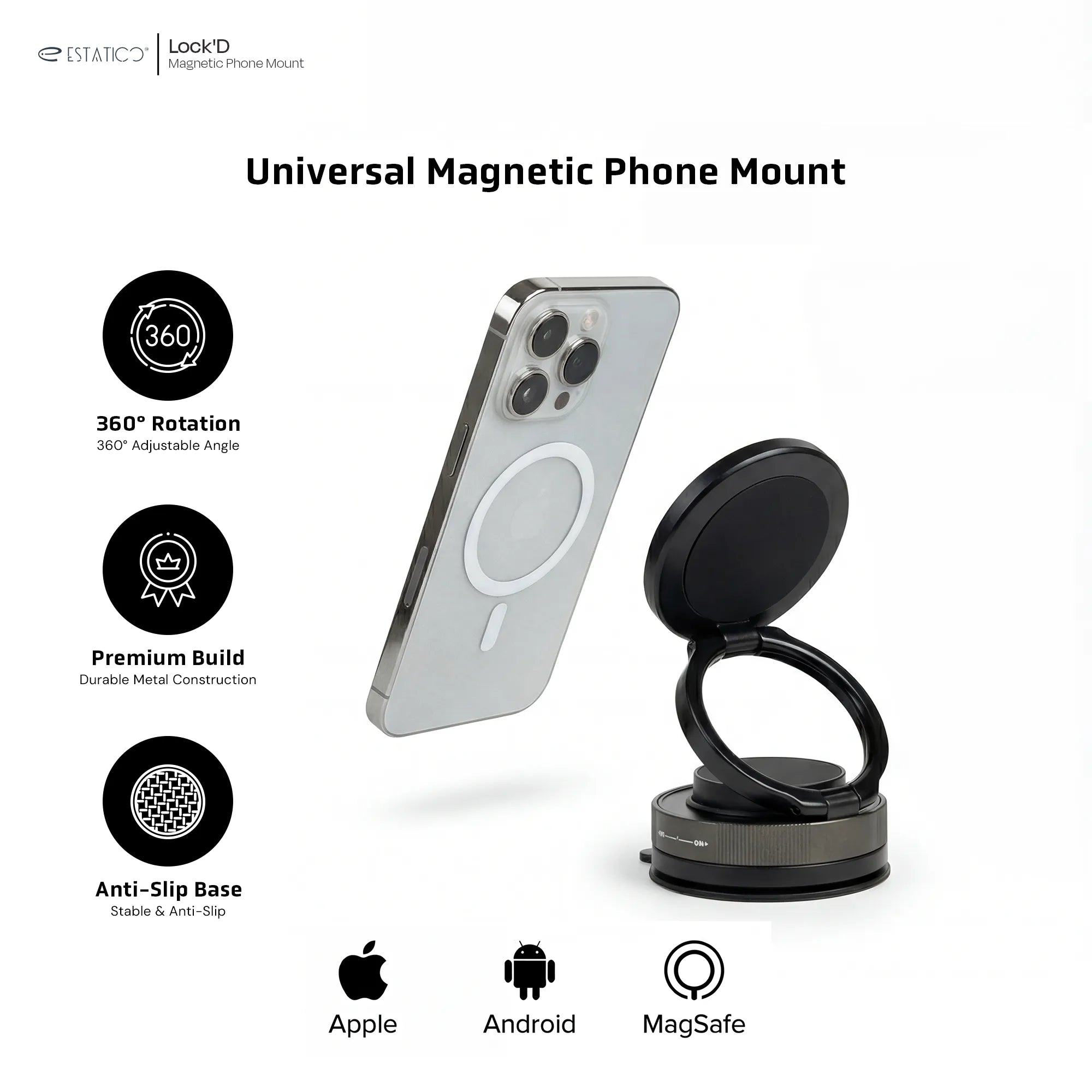Lock’D 360° Vacuum Magnetic Phone Holder