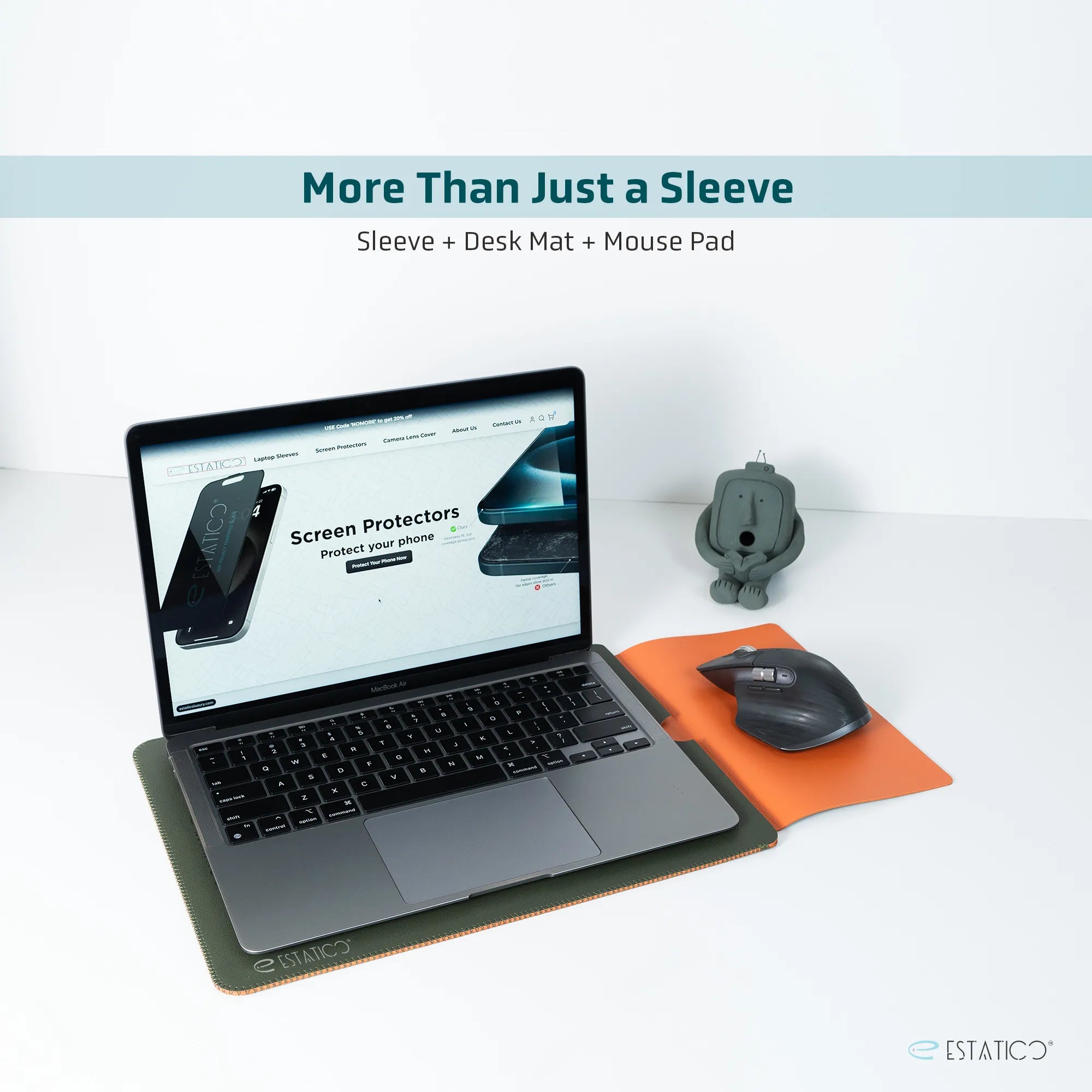 13/14″ PU Leather Laptop Sleeve – Desk Mat & Mouse Pad