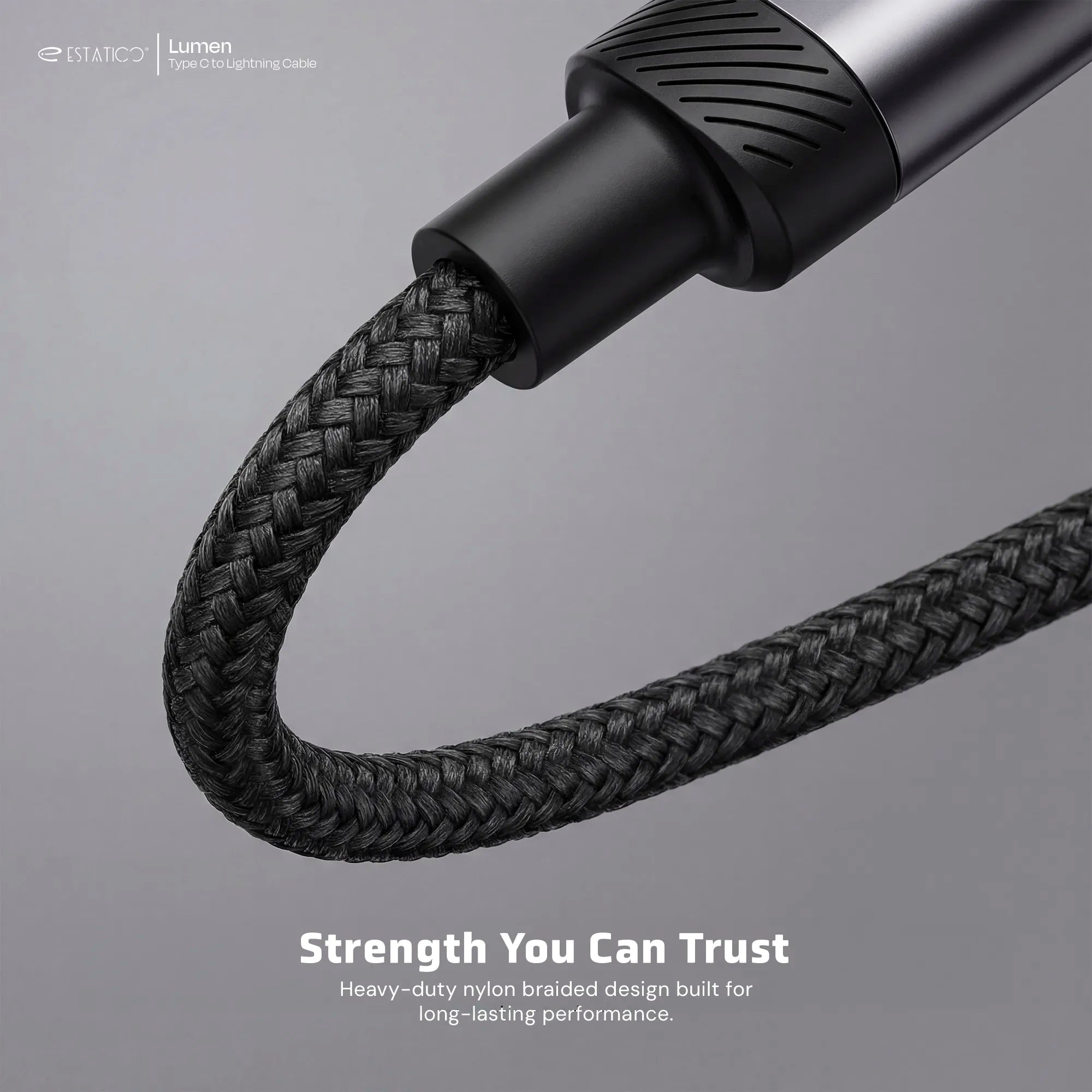 Lumen 20W Fast Charging USB-C to Lightning Cable - 1M Nylon Braided with LED