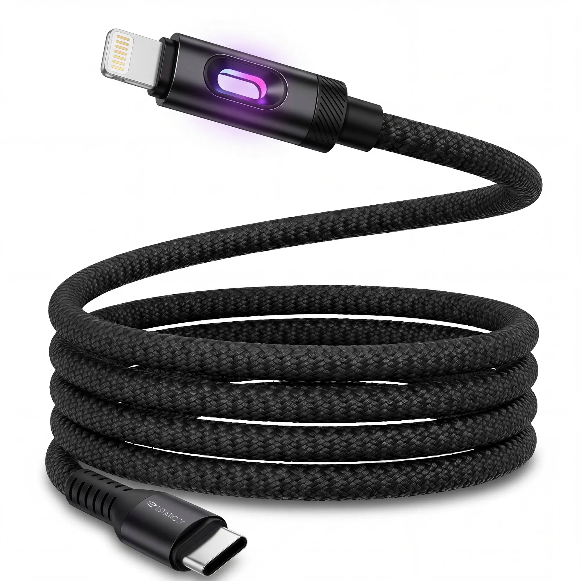 Lumen 20W Fast Charging USB-C to Lightning Cable - 1M Nylon Braided with LED