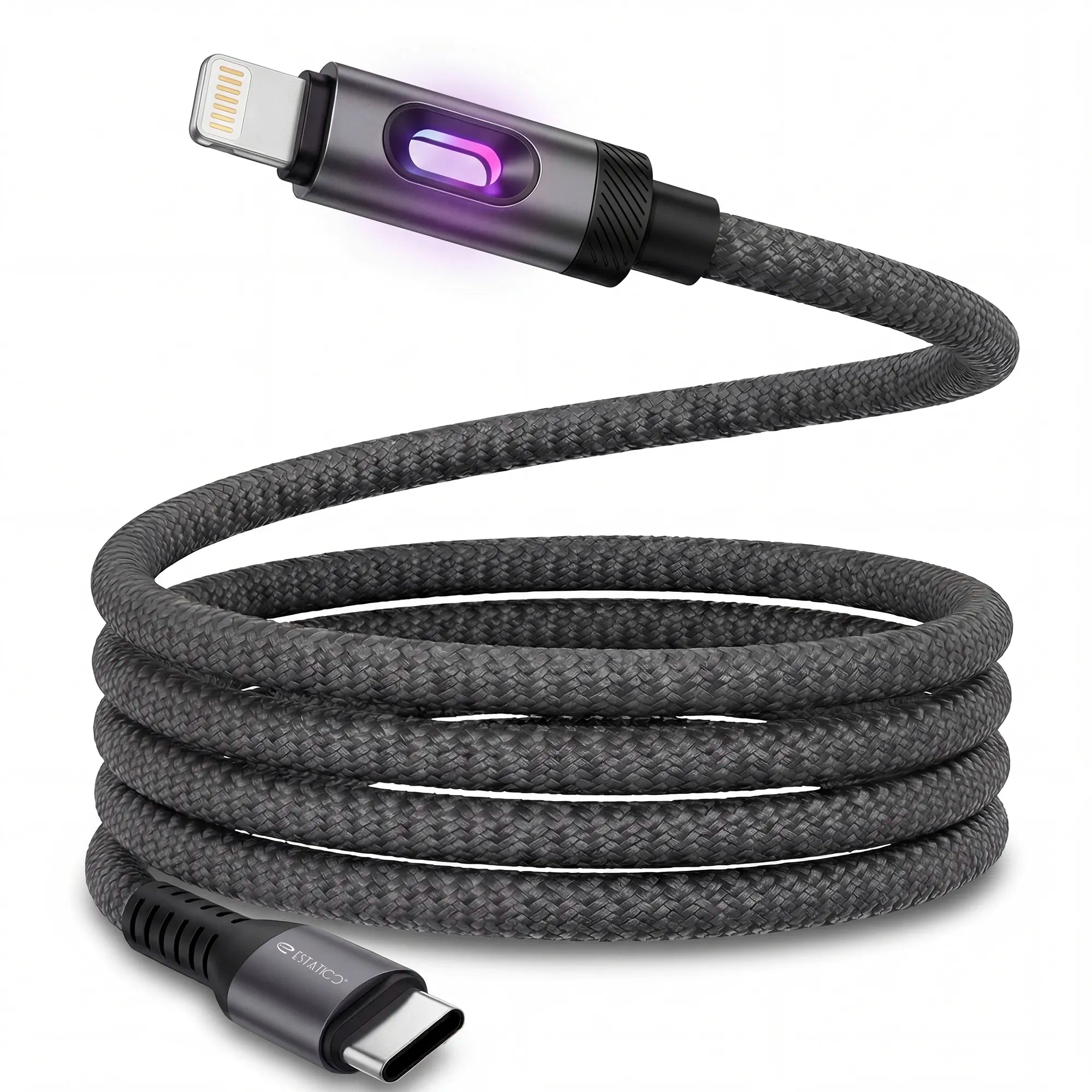 Lumen 20W Fast Charging USB-C to Lightning Cable - 1M Nylon Braided with LED