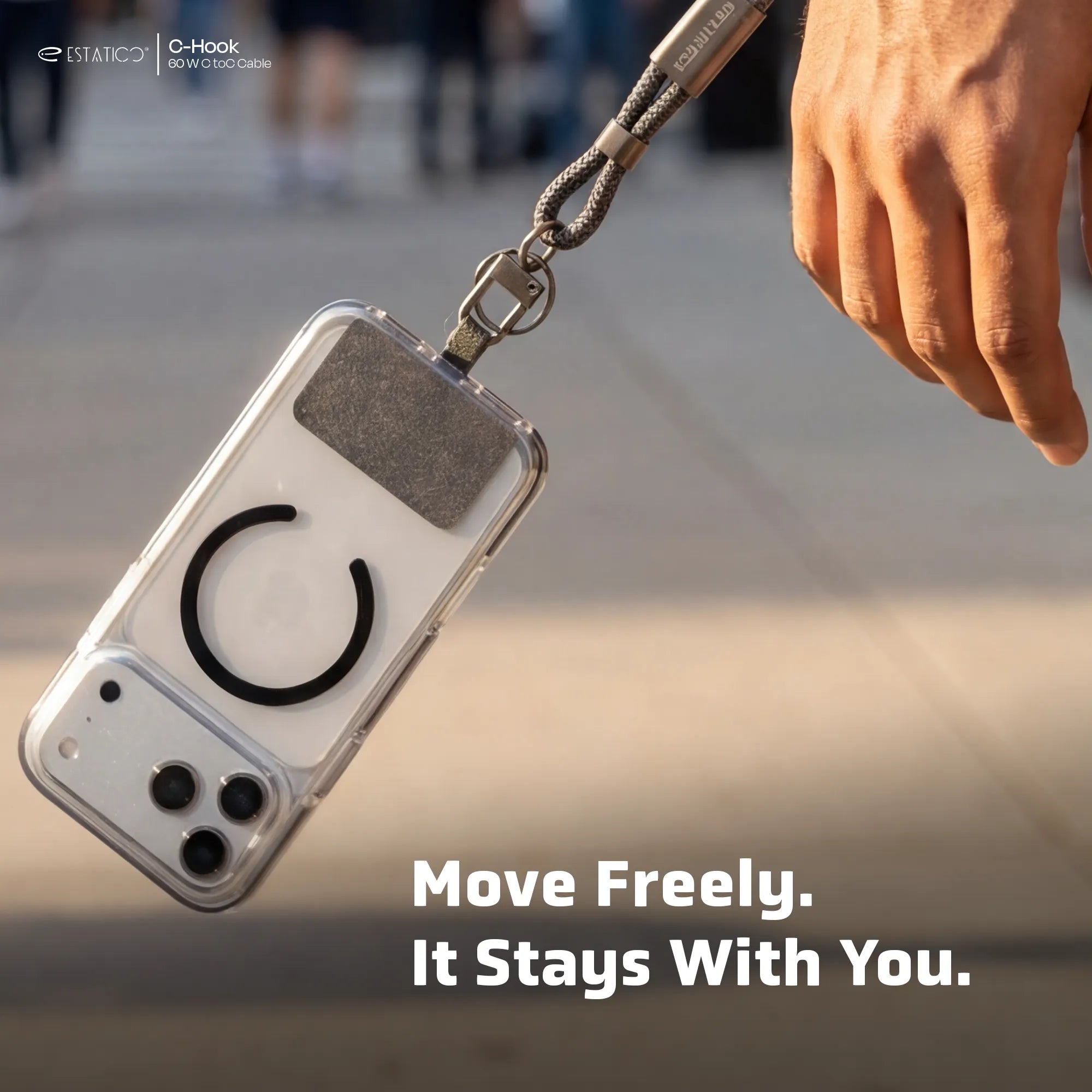 3-in-1 Phone Lanyard with 60W Fast Charging USB-C Cable