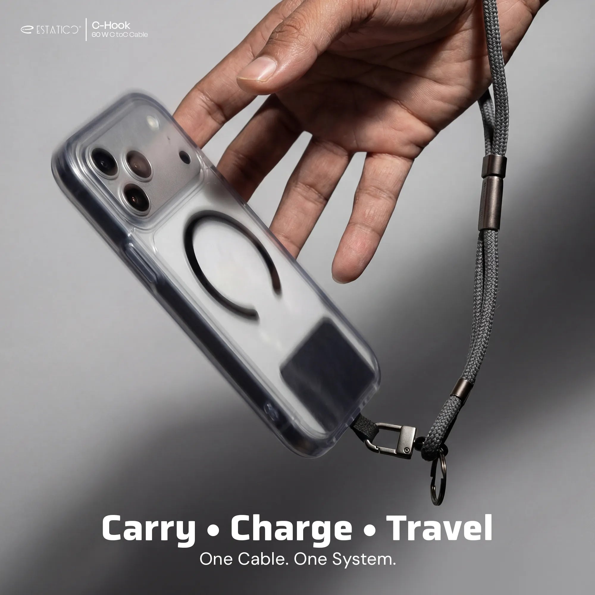 3-in-1 Phone Lanyard with 60W Fast Charging USB-C Cable