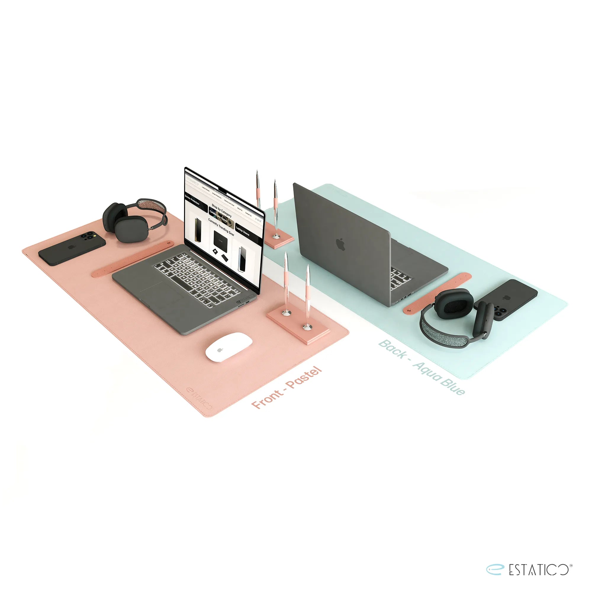 Vegan Leather Desk Mat - Reversible Extended Mouse Pad (80×40 cm)