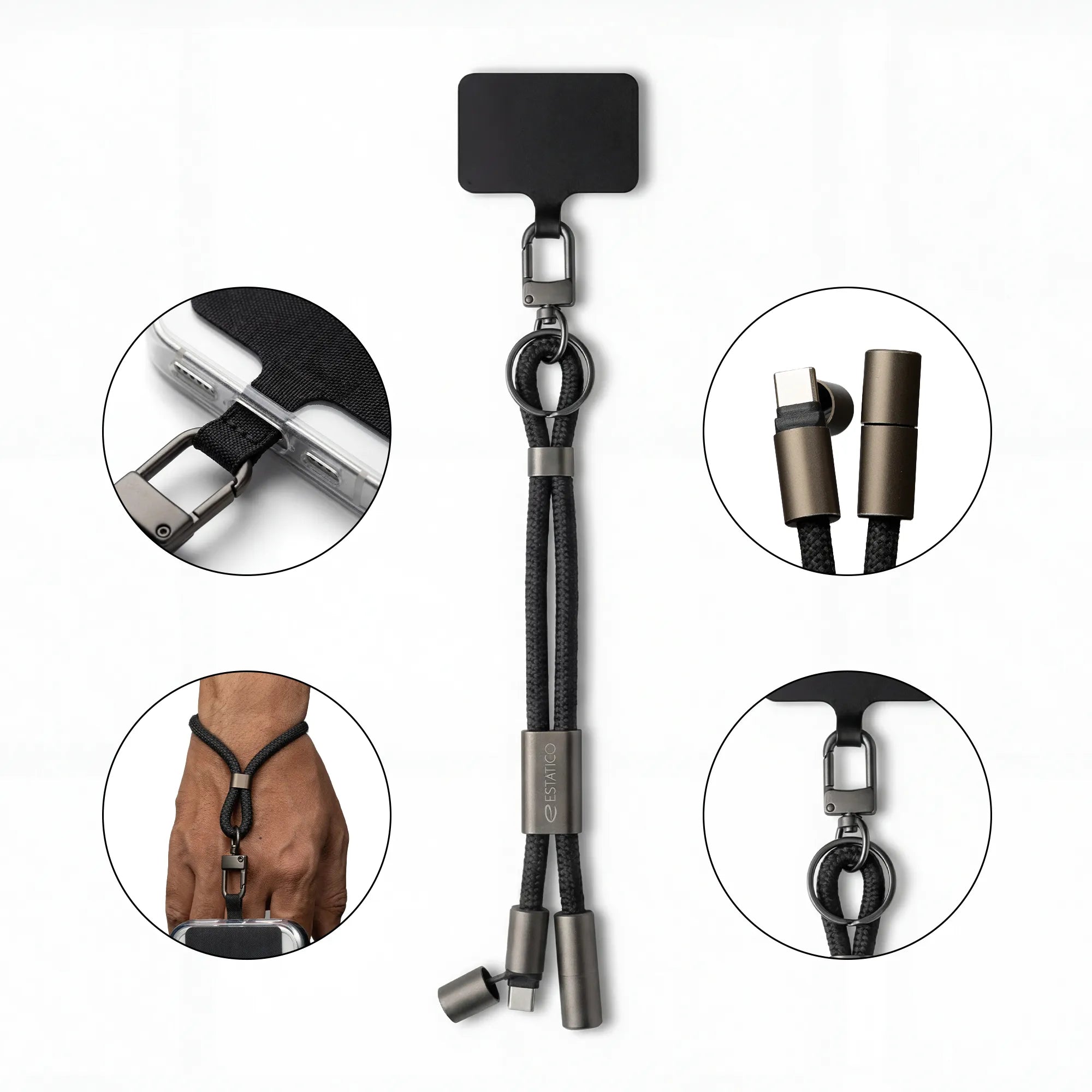 3-in-1 Phone Lanyard with 60W Fast Charging USB-C Cable