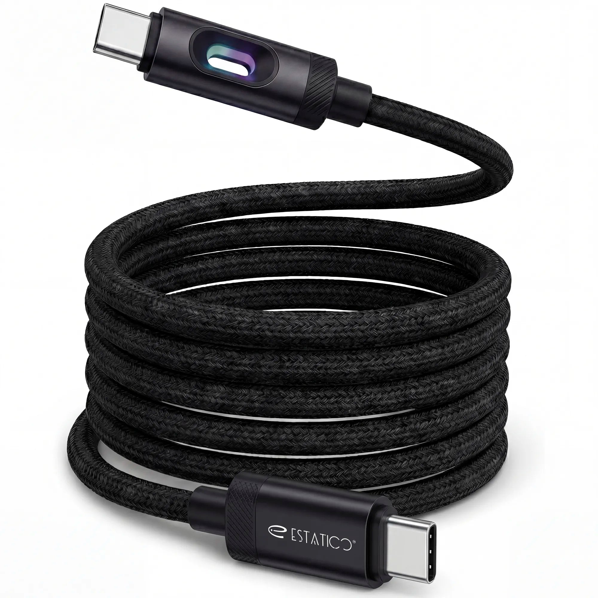 Lumen 60W Fast Charging USB-C to USB-C Cable - 1M Nylon Braided with LED