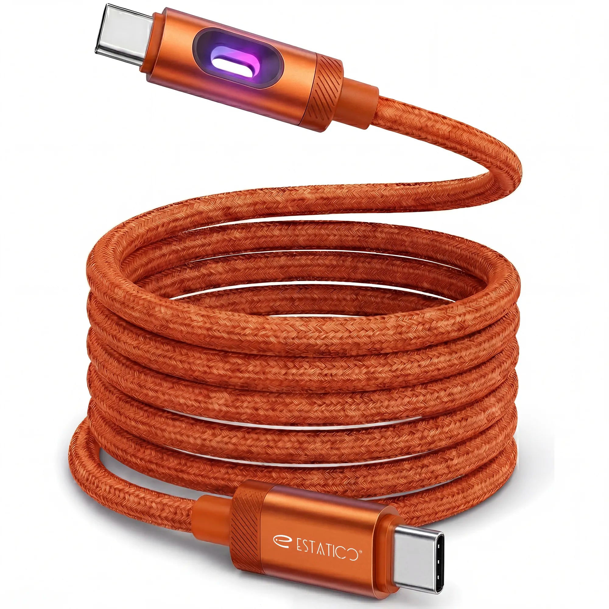 Lumen 60W Fast Charging USB-C to USB-C Cable - 1M Nylon Braided with LED