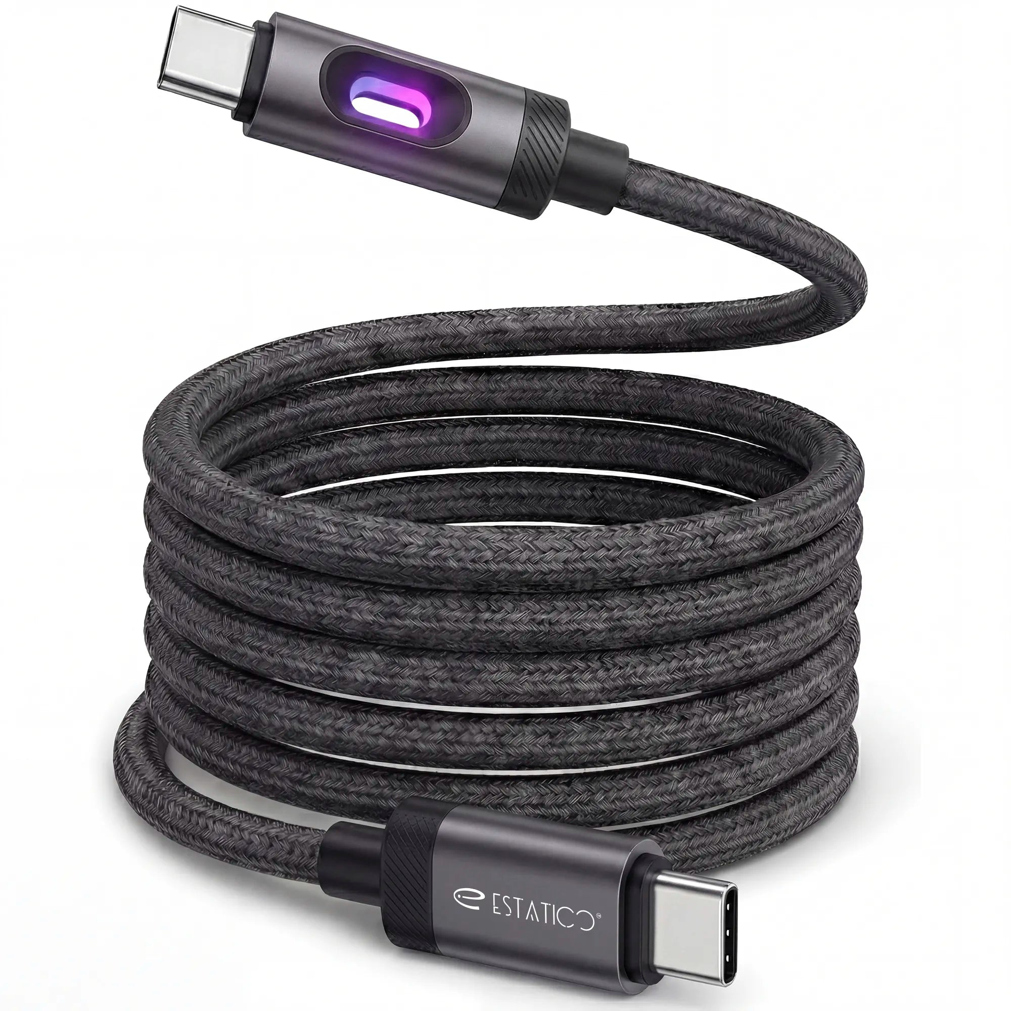 Lumen 60W Fast Charging USB-C to USB-C Cable - 1M Nylon Braided with LED