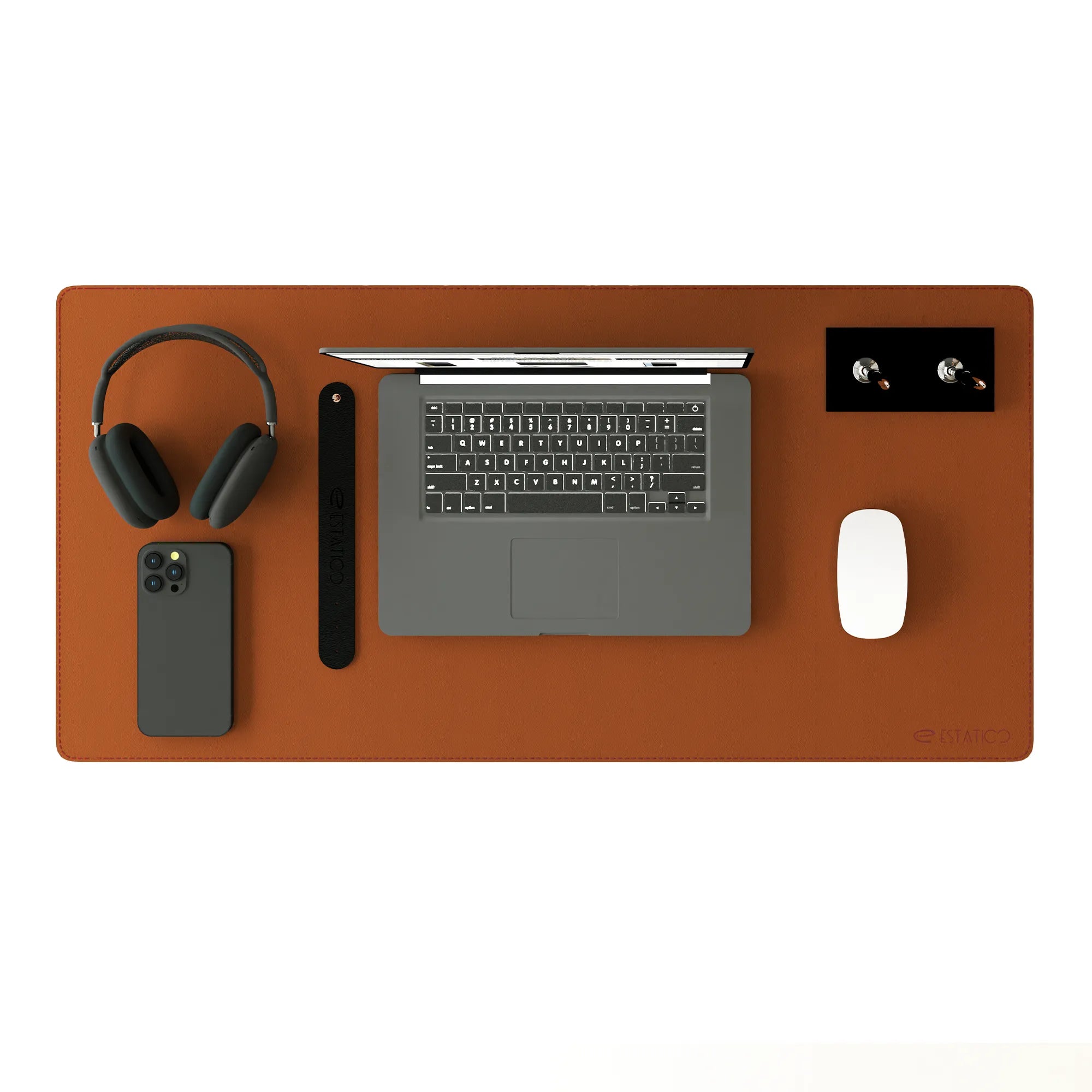 Vegan Leather Desk Mat - Reversible Extended Mouse Pad (80×40 cm)