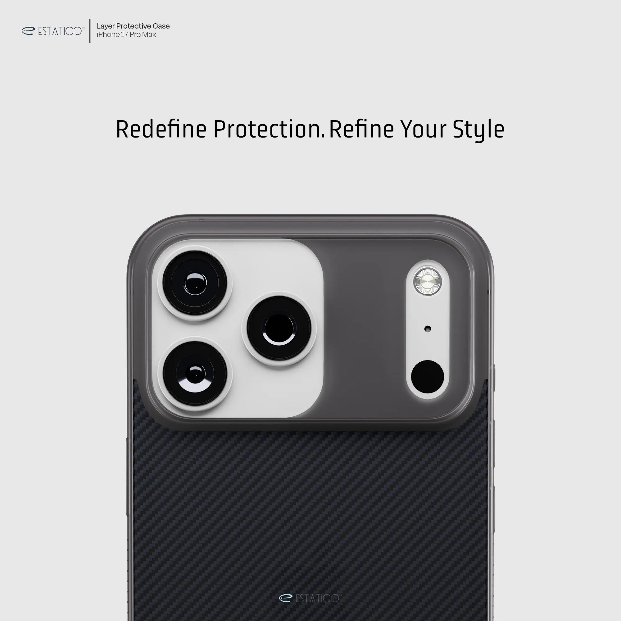 Grain Carbon Back Case Cover Compatible with iPhone 17 Pro Max