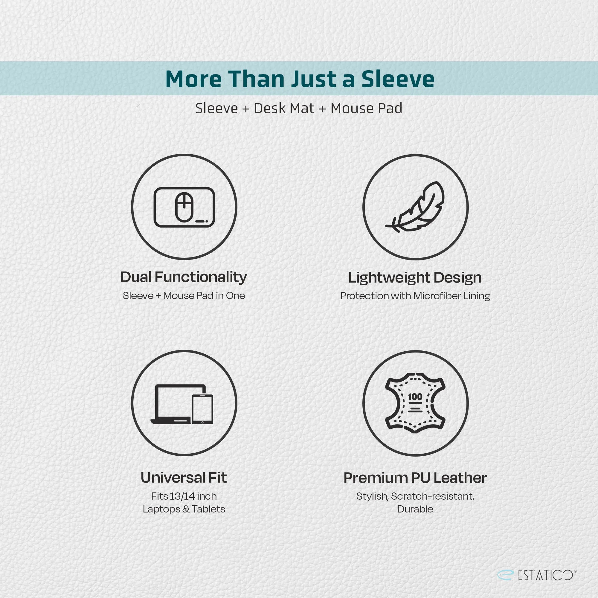 13/14″ PU Leather Laptop Sleeve – Desk Mat & Mouse Pad